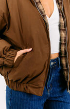 All I Wanted Brown Plaid Puffer Jacket