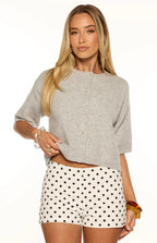 Aurelia Light Grey Short Sleeve Cropped Cardigan
