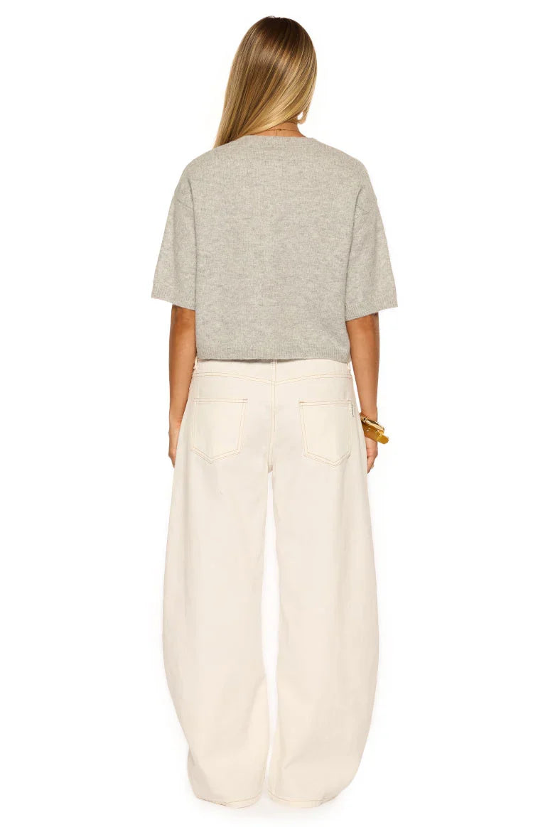 Aurelia Light Grey Short Sleeve Cropped Cardigan