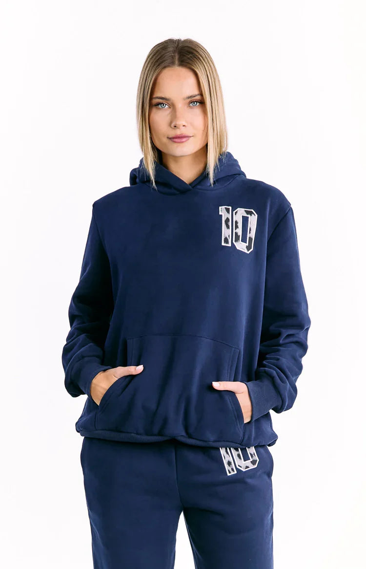 Beginning Navy Leopard Star Hoodie