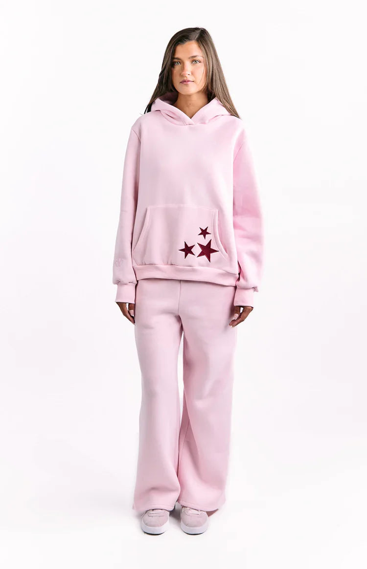 Beginning Pink Burgundy Star Hoodie