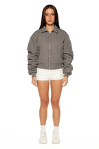 Benson Grey Puff Bomber Jacket