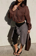 Bobbi Chocolate Collar Bomber Jacket