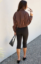 Bobbi Chocolate Collar Bomber Jacket