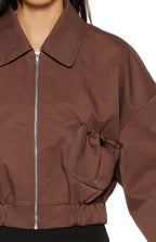 Bobbi Chocolate Collar Bomber Jacket