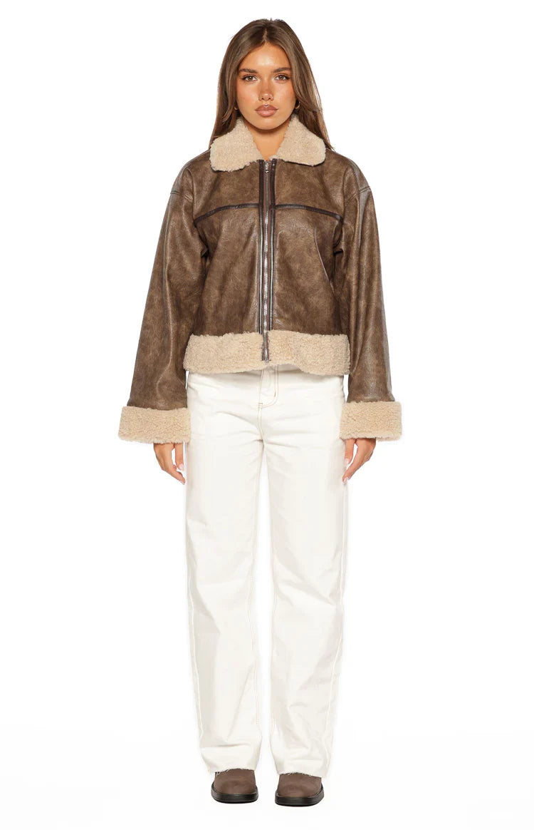 Cloud Brown Aviator Jacket