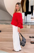 Delvey Red Chunky Knit Sweater