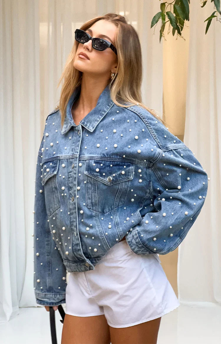 Denim Dazzle Pearl Mid Wash Denim Jacket