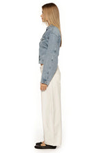 Elana Mid Wash Cinched Waist Denim Jacket