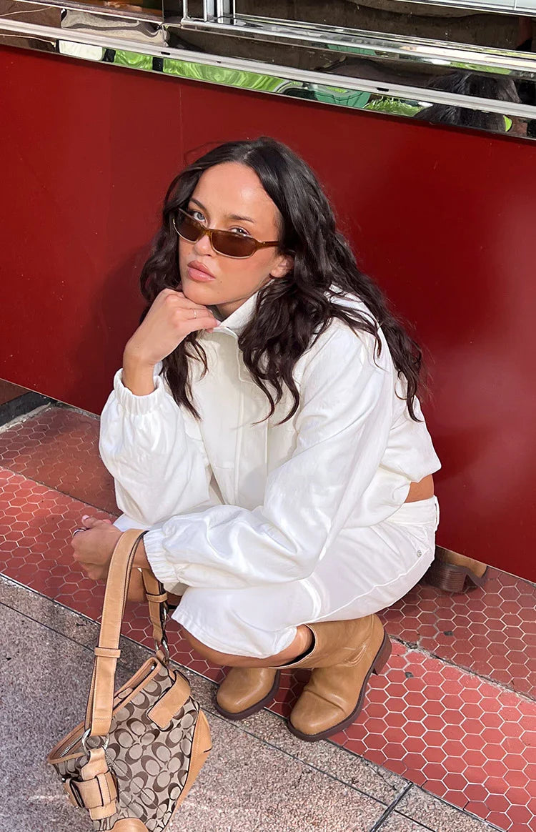 Enya Cream Funnel Neck Sports Jacket