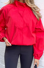 Enya Red Funnel Neck Sports Jacket