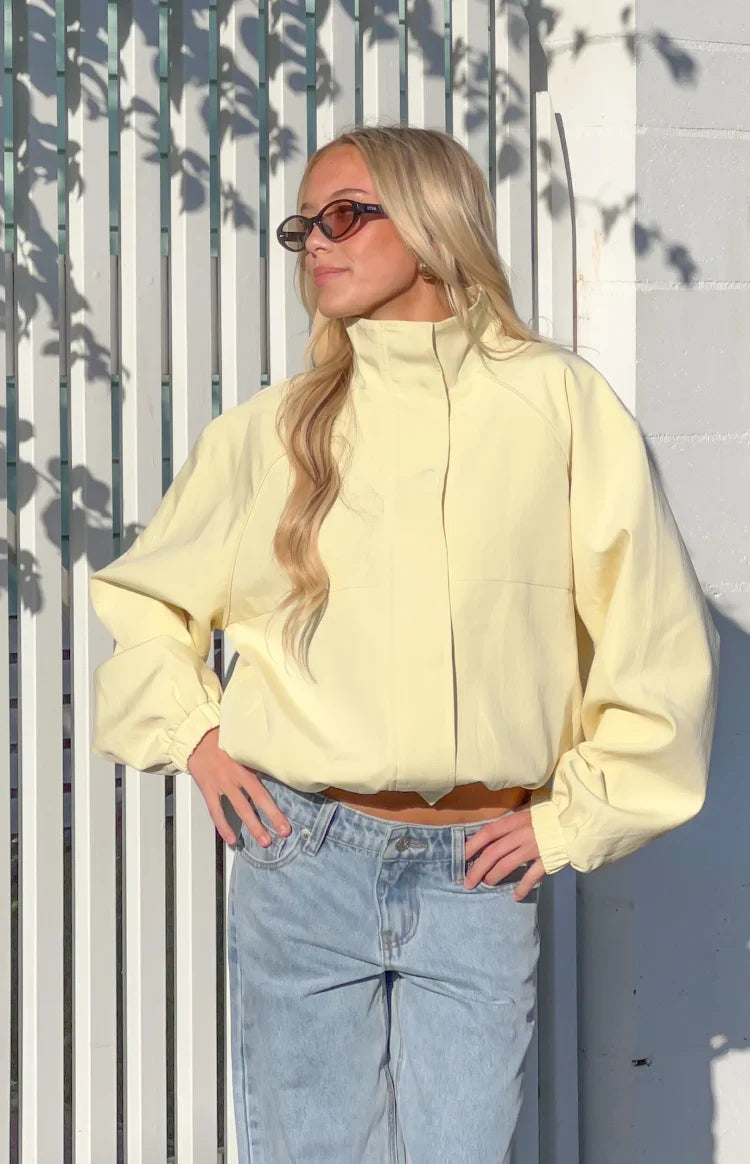 Enya Yellow Funnel Neck Sports Jacket