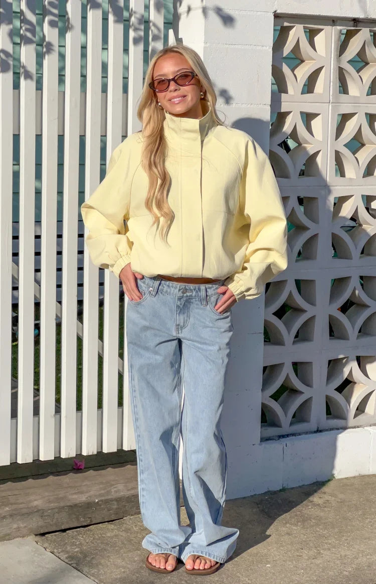 Enya Yellow Funnel Neck Sports Jacket