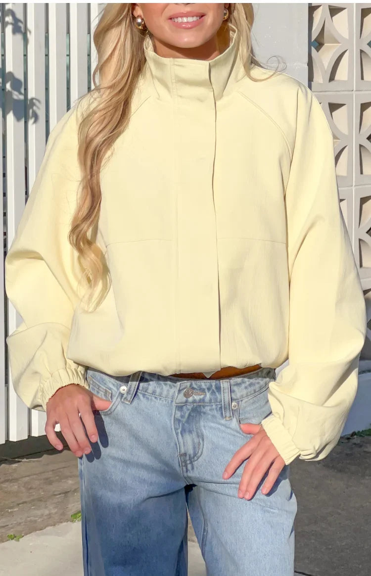 Enya Yellow Funnel Neck Sports Jacket