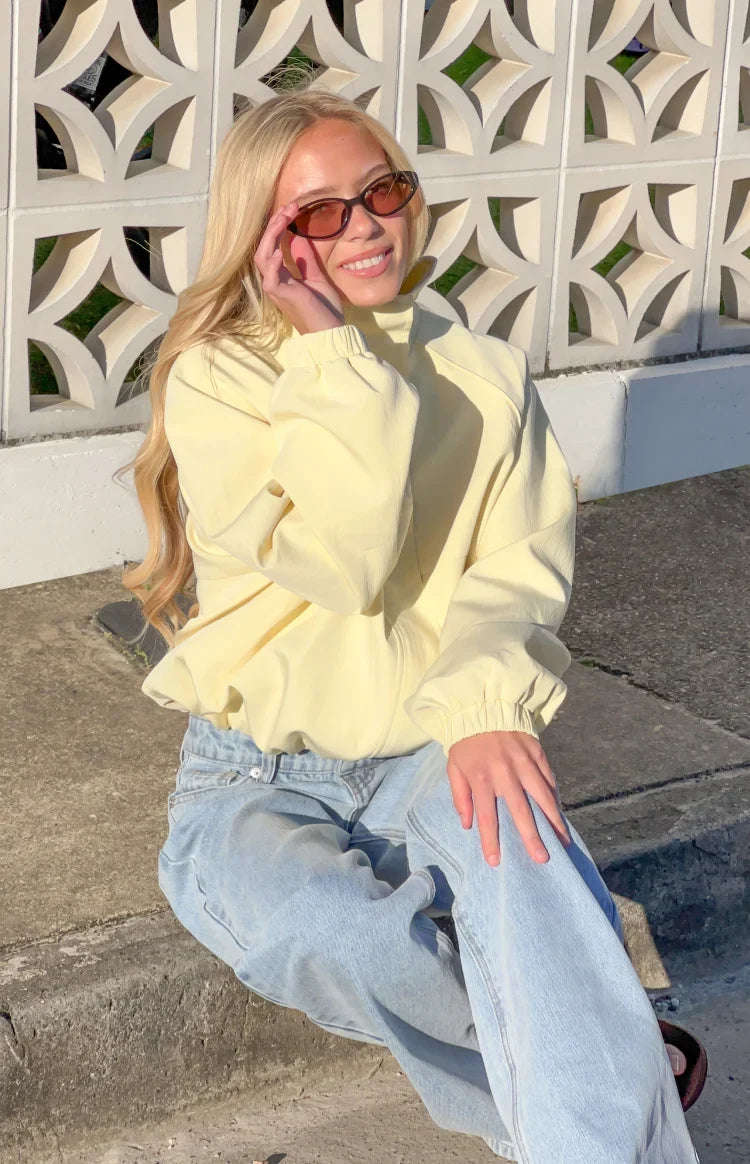 Enya Yellow Funnel Neck Sports Jacket