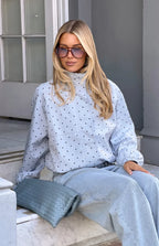 Erin Blue Polka Dot Funnel Neck Sports Jacket