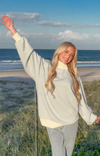 Flossy Mock Neck Blue Stripe Sweater