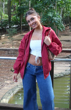 Tate Washed Red Oversized Hooded Jacket