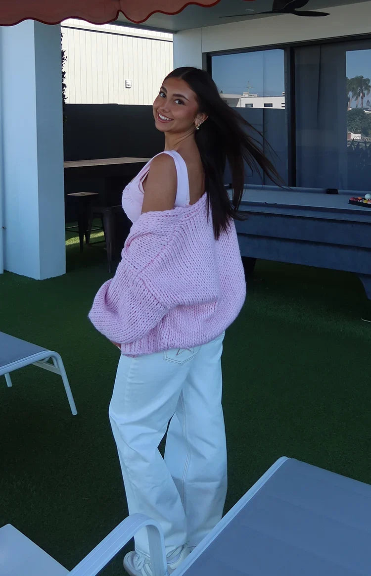 Sorbet Pink Chunky Cardigan