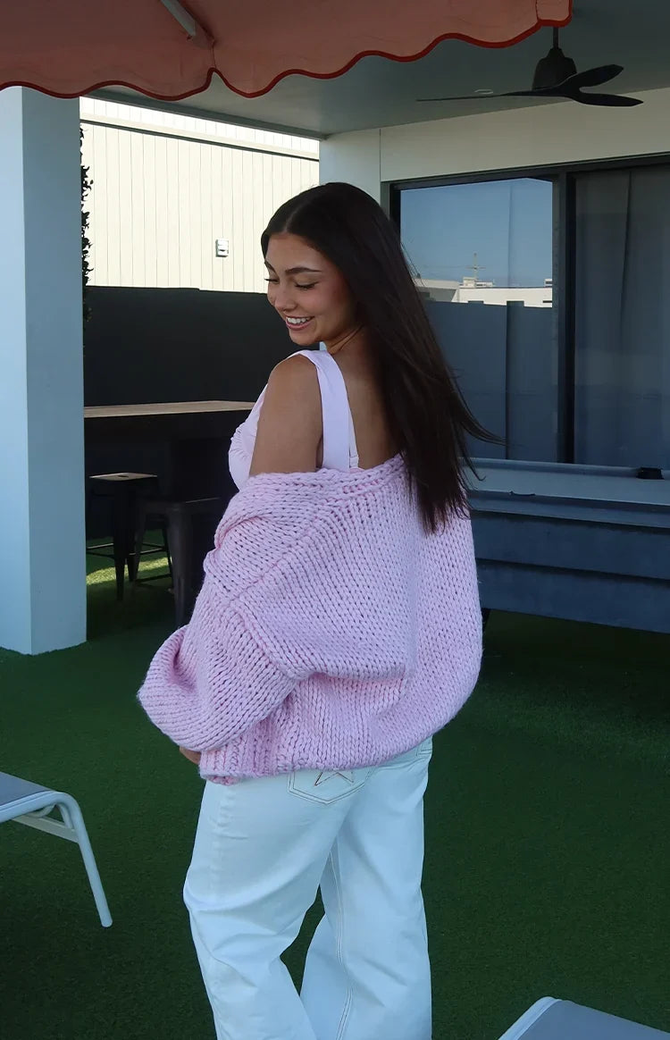Sorbet Pink Chunky Cardigan