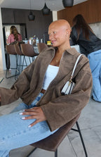 River Brown Suedette Bubble Hem Bomber Jacket