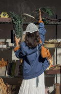 Hendrick Mid Wash Denim Cord Trim Oversized Jacket