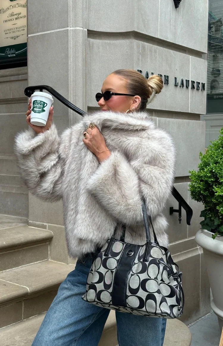 It Girl Sand Faux Fur Jacket