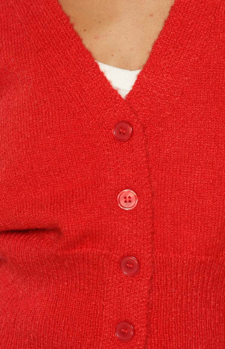 Janda Red Knit Oversized Cardigan