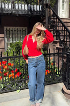 Janda Red Knit Oversized Cardigan