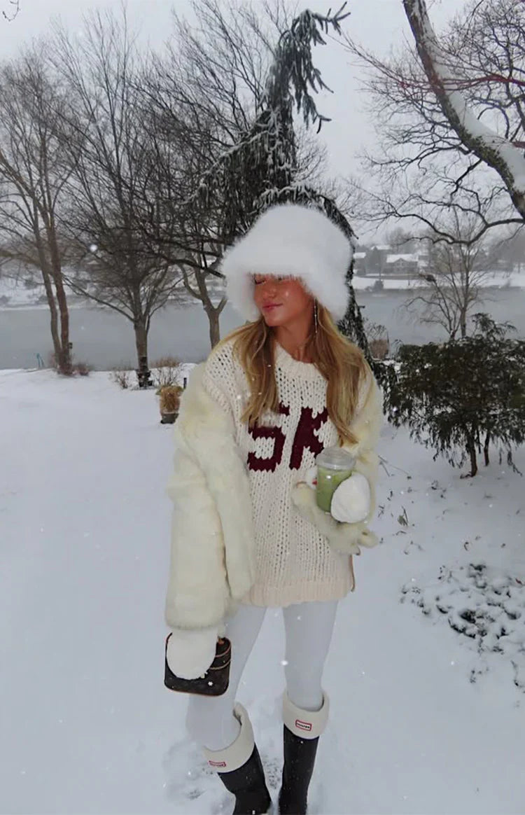 Jasmine Ski Cream Jacquard Chunky Knit Sweater