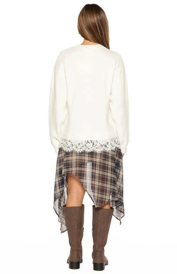 Lolly Cream Lace Trim Knit