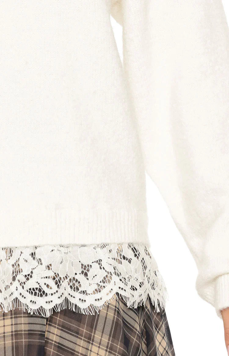 Lolly Cream Lace Trim Knit