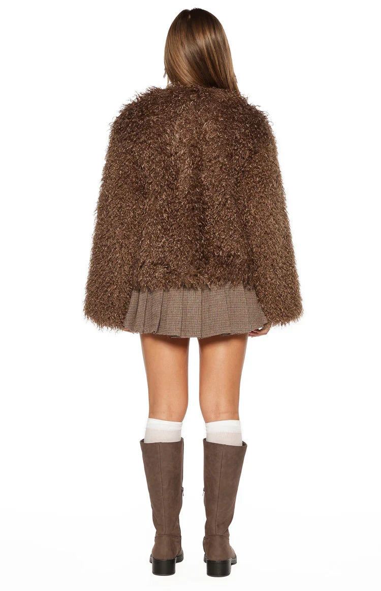 Margot Brown Shaggy Fur Jacket