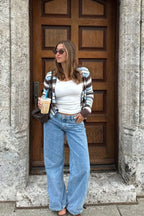 Misha Brown and Blue Stripe Button Down Cardigan