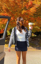 Mollie Navy Stripe Knit Zip Sweater