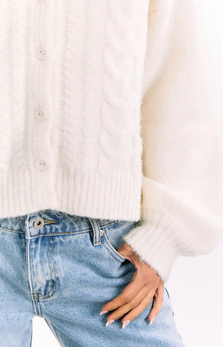 Percy Cream Cable Knit Cardigan