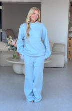 Remy Blue Applique Mock Neck Sweater