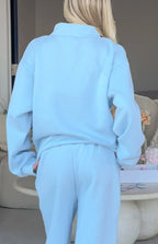 Remy Blue Applique Mock Neck Sweater