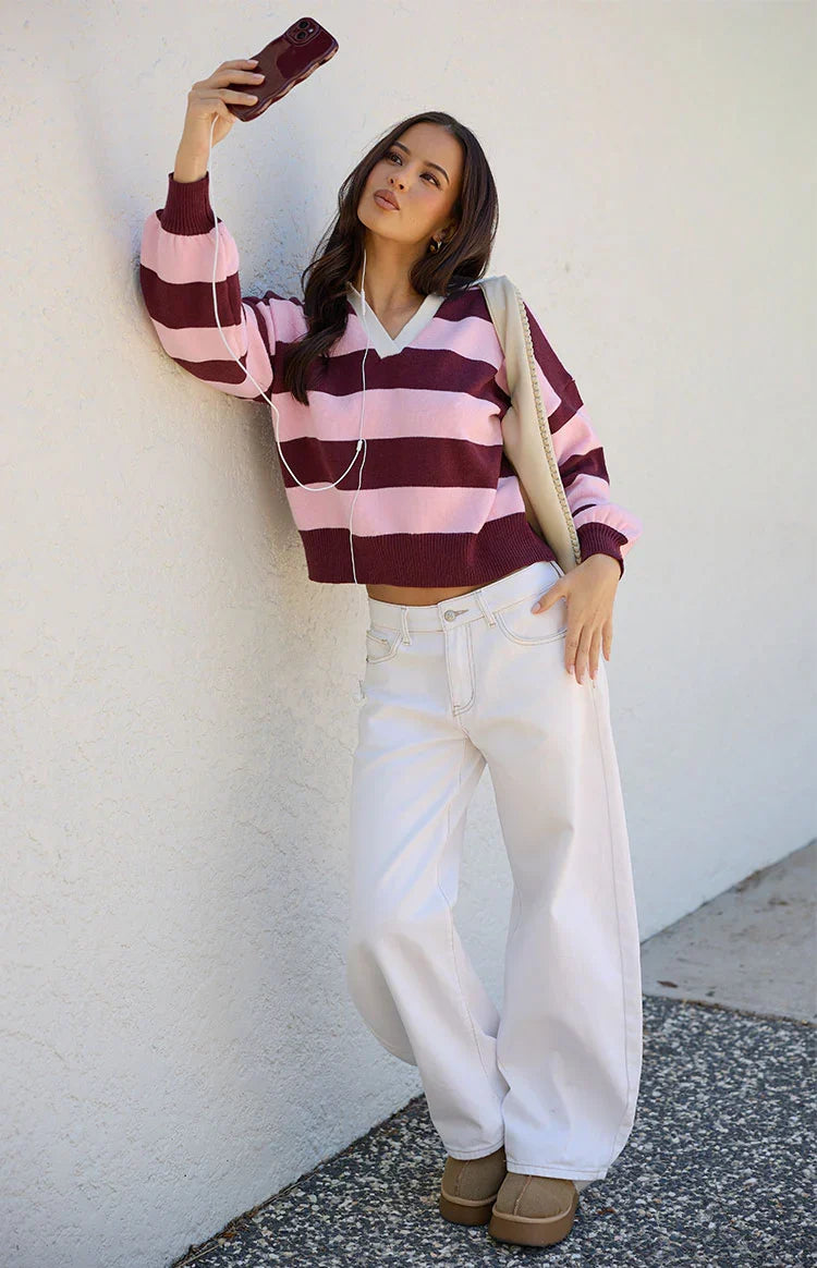 Rina Pink Stripe Polo