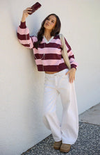 Rina Pink Stripe Polo