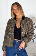 Robbie Leopard Print Quilted Jacket