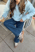 Stacey Light Blue Zip Knit Cardigan