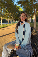 Stacey Light Blue Zip Knit Cardigan