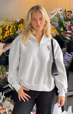 Yazmin Grey Marl Quarter Zip Jumper