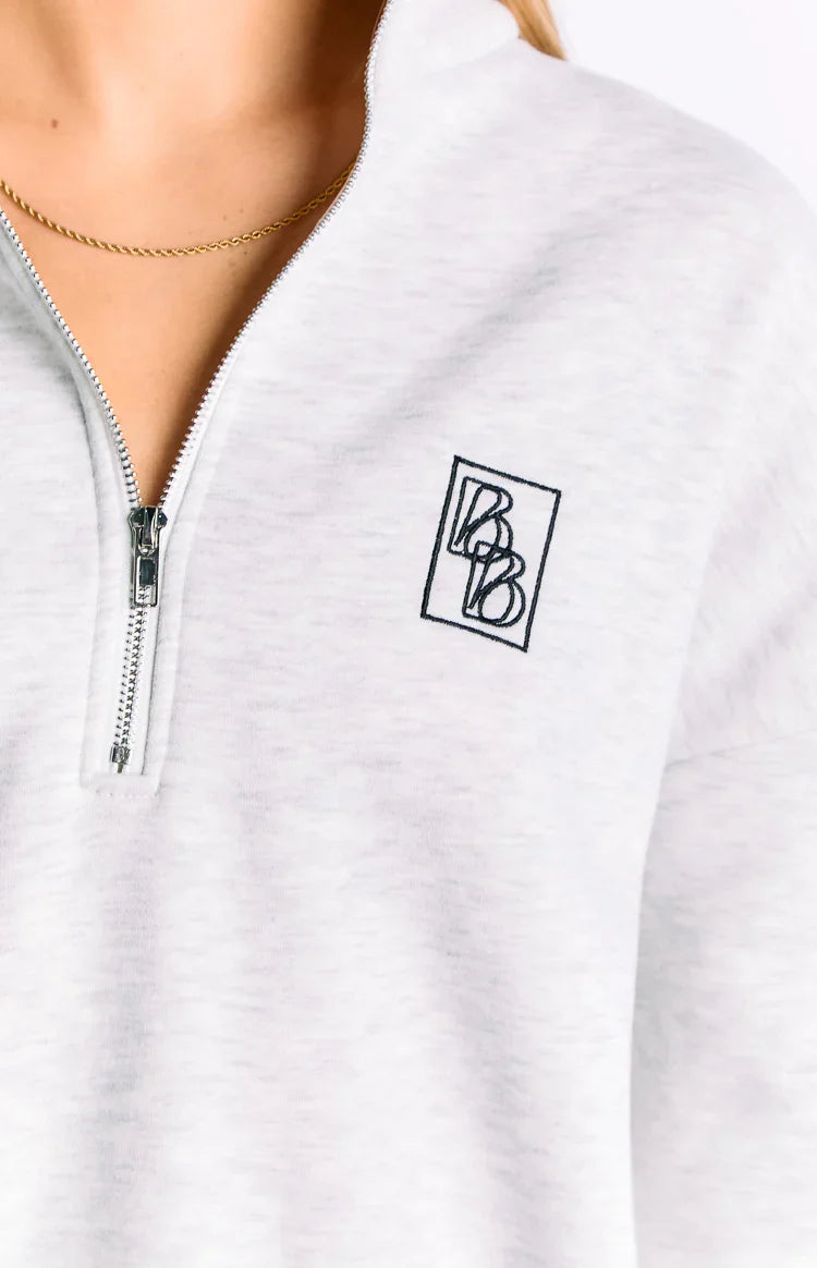 Yazmin Grey Marl Quarter Zip Jumper