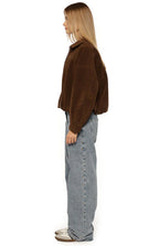 Brookie Brown Suedette Cuff Sleeve Bomber Jacket