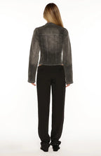 Corey Black Washed Denim Biker Jacket