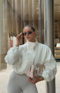 Enya Cream Funnel Neck Sports Jacket