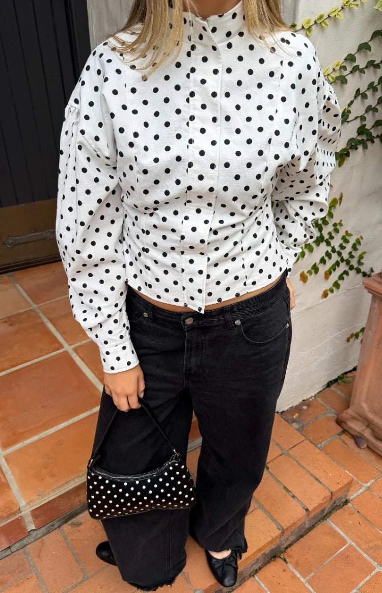 Front Page White Polka Dot Jacket