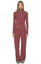 Poppi Burgundy Stripe Double Zip Sweater